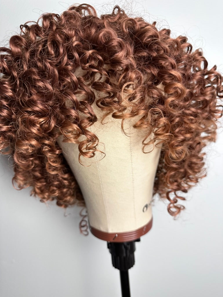 Short curly auburn outlet wig