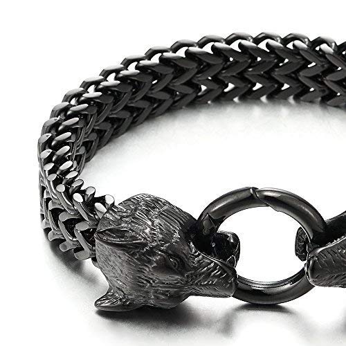 Black Punk Bikers Wolf Head Bracelet