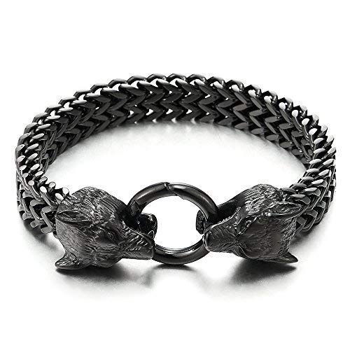 Black Punk Bikers Wolf Head Bracelet