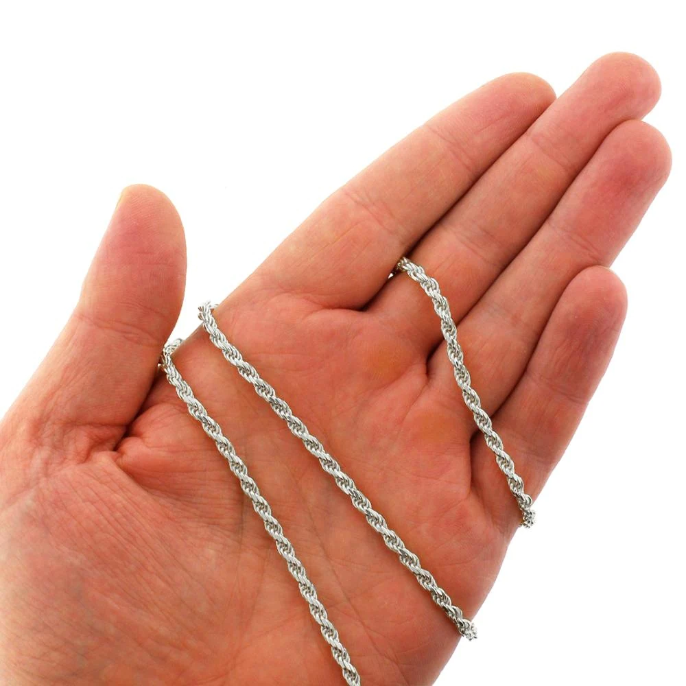 .925 Solid Sterling Silver 3.5MM Rope Diamond-Cut Link Chain