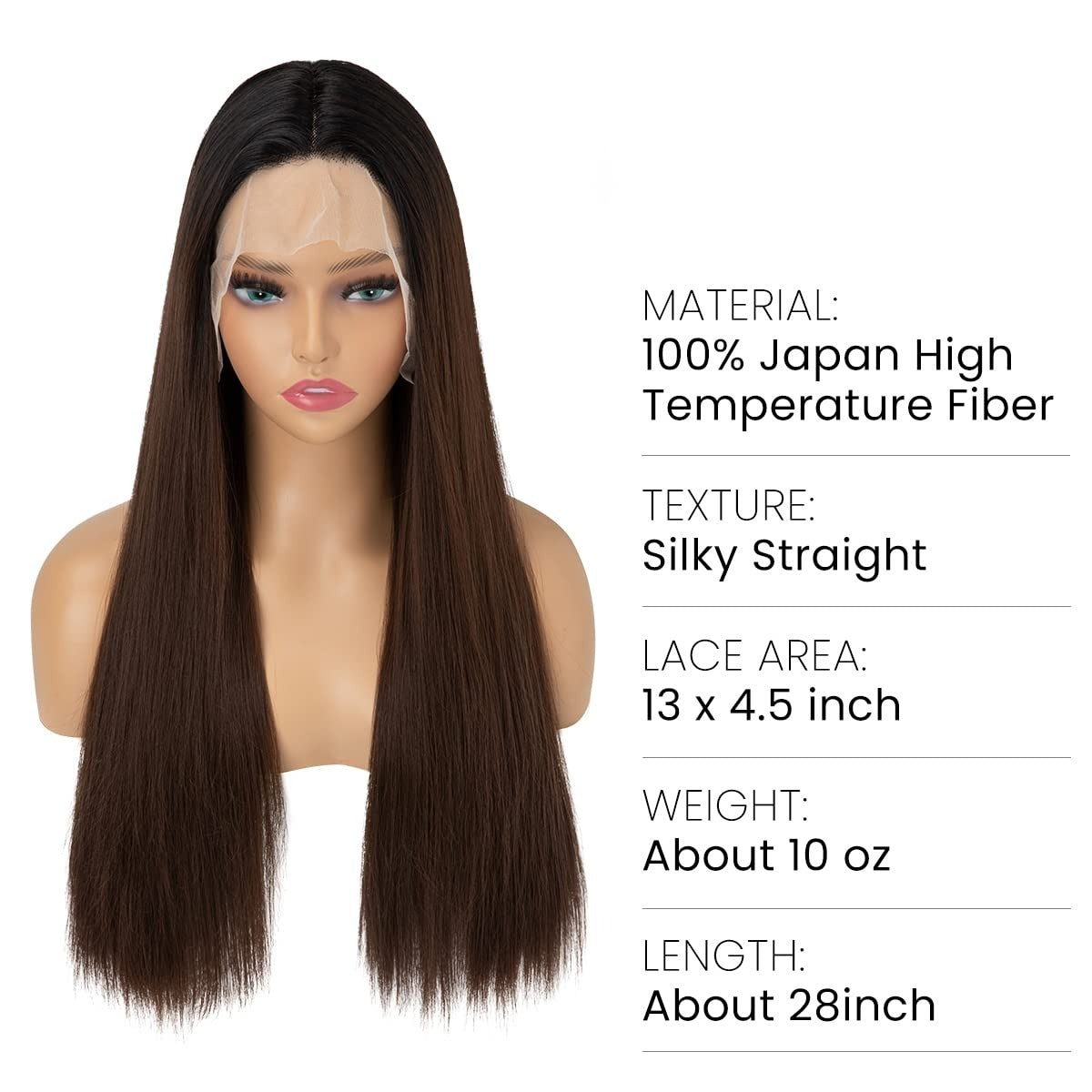 Ash Brown with Black Root Middle Part Lace Front Wig