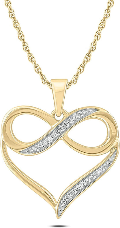 10Karat Yellow , Rose or White Gold Infinity Diamond Necklace For Women