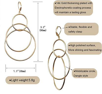 14K Gold Plated Hoop Earrings For Women