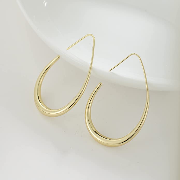 14K Gold Platted Oval Hoop Earrings