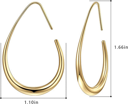 14K Gold Platted Oval Hoop Earrings