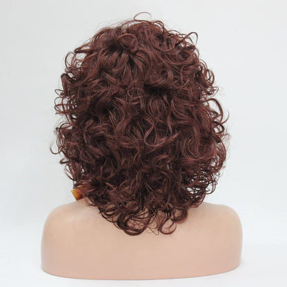 Short Curly Layered  Dark Auburn Wigs