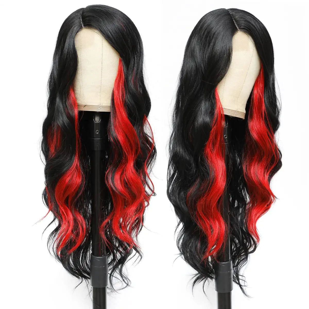 Black and Red Wig -Black Wig With Red Highlight Full Lace Wig