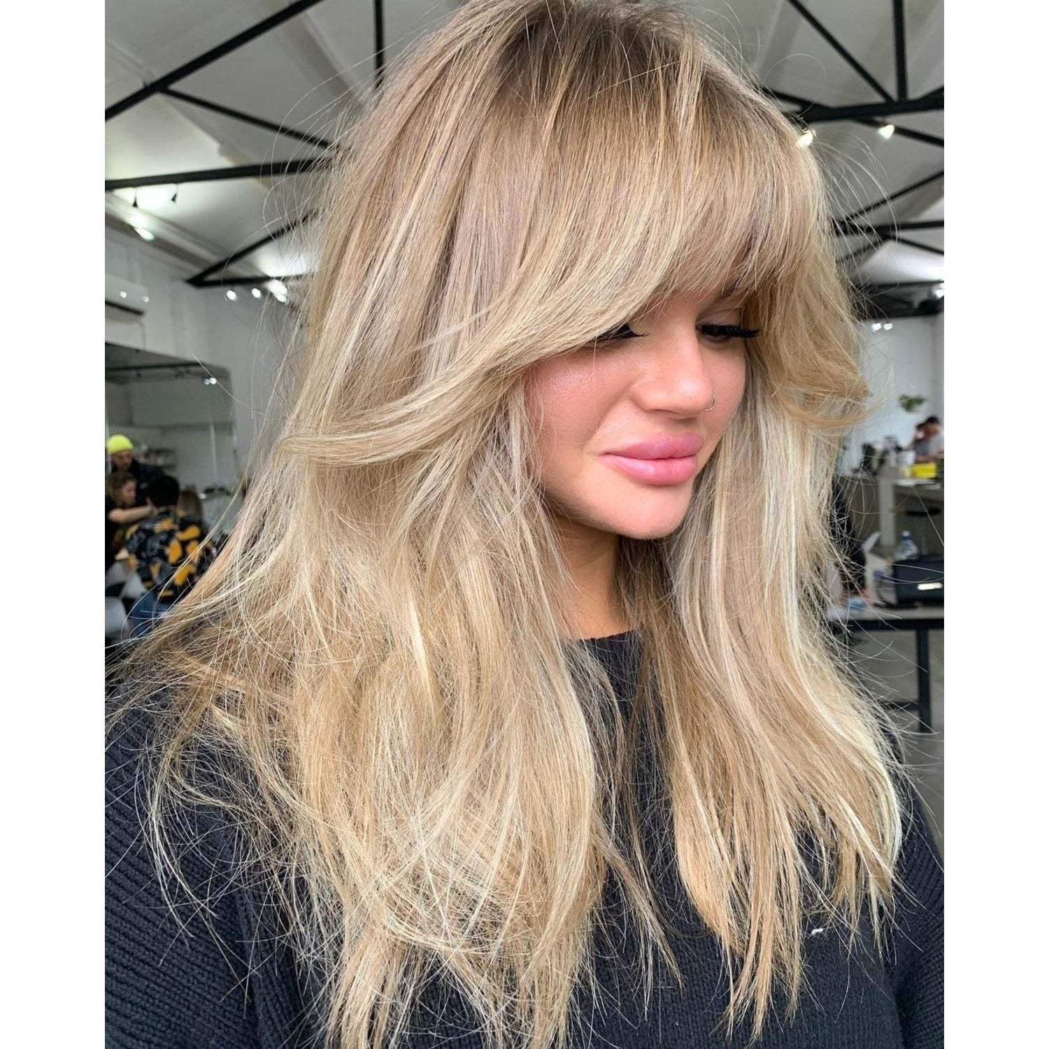 Long Ash Blonde Hairstyles With Bang – Sheer Beauté & Jewelry