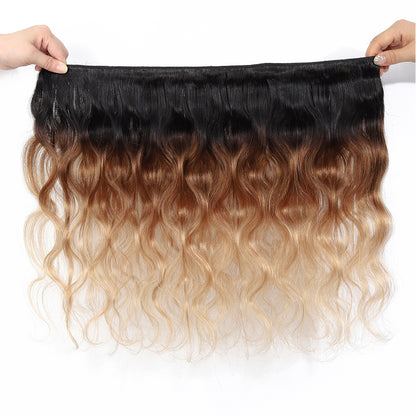 Blonde-1B-4-27-Remy-Ombre-Human hair weave.Ombre Bundles and Closure,10A Brazilian Bundles with Closure Virgin Remy Hair Bundles