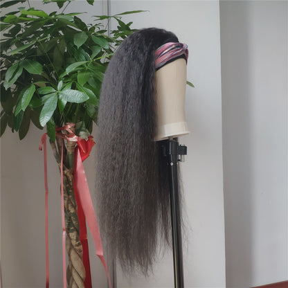 Straight Yaki Kinky Brazilian Human Hair Headband Wig