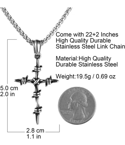 Barbed Wire Cross-316 Stainless Steel Chain