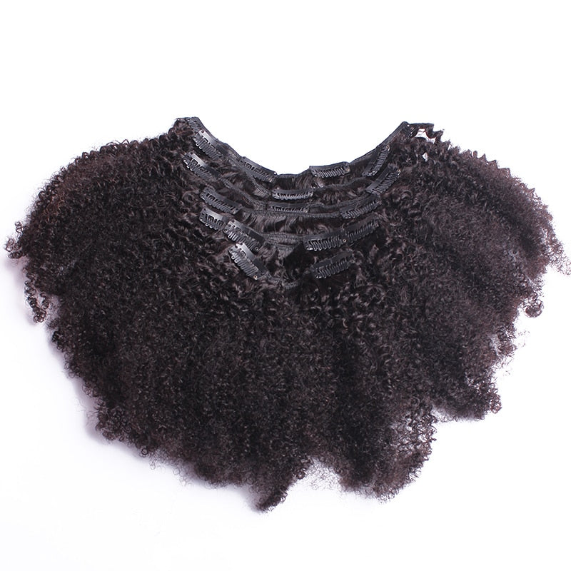 4B 4C Afro Kinky Curly Clip In 100% Mongolian Human Hair Extensions