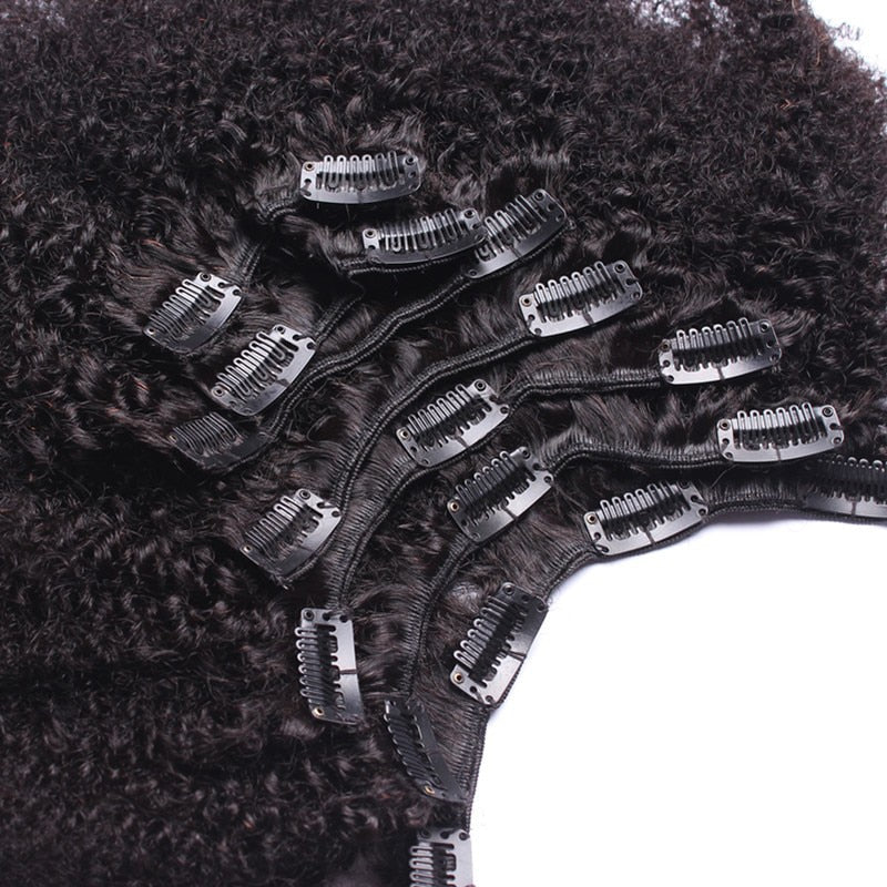 4B 4C Afro Kinky Curly Clip In 100% Mongolian Human Hair Extensions