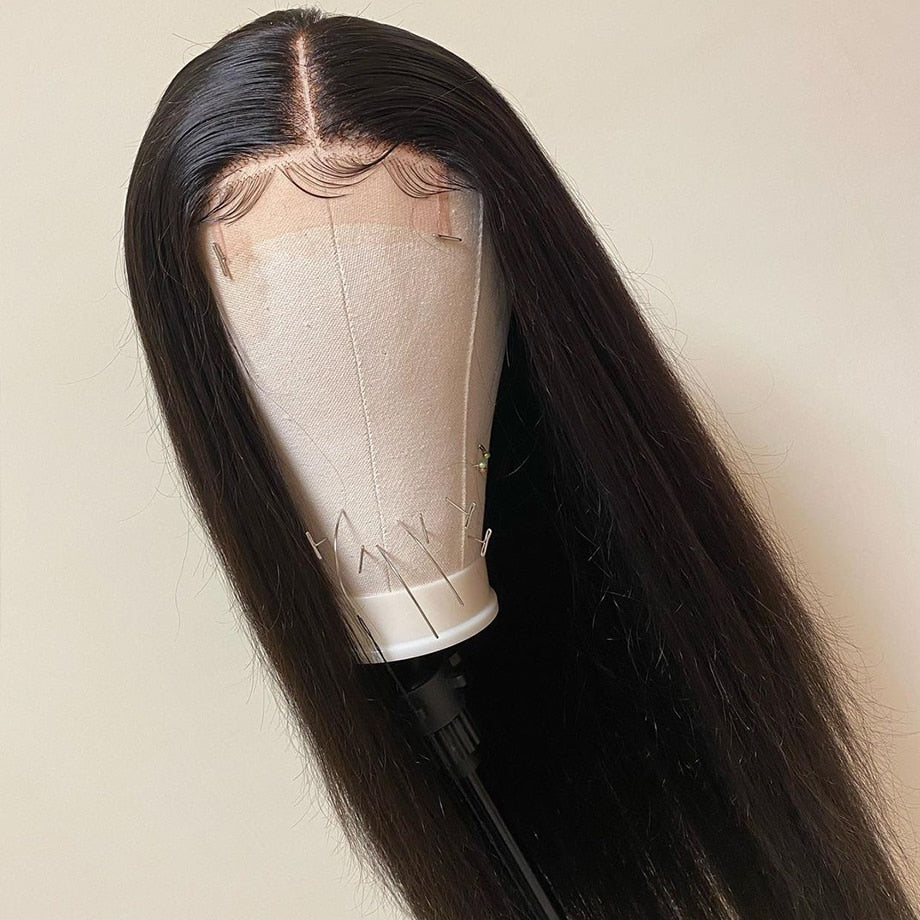 30 Inch HD Straight Long Human Hair Lace Front Wig