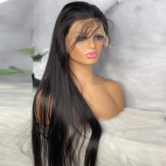 30 Inch HD Straight Long Human Hair Lace Front Wig
