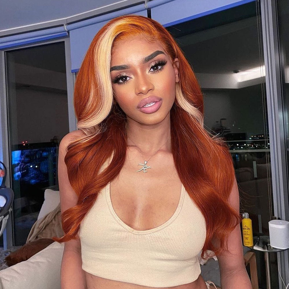 HD Lace Long Body Wave  Highlight Ginger 613 Blonde Human Hair Wig| Natural Hairline