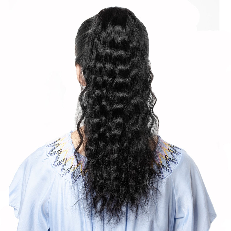 Natural Wavy Brazilian Human Hair Ponytail |Afro Clip In Extensions