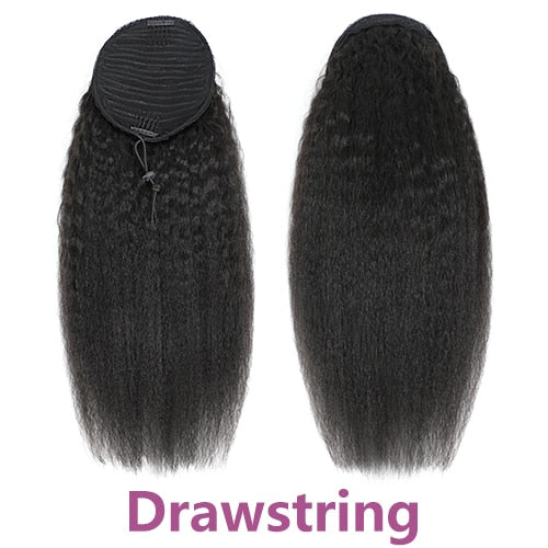 Afro Kinky Straight Ponytail Remy Human Hair Extension