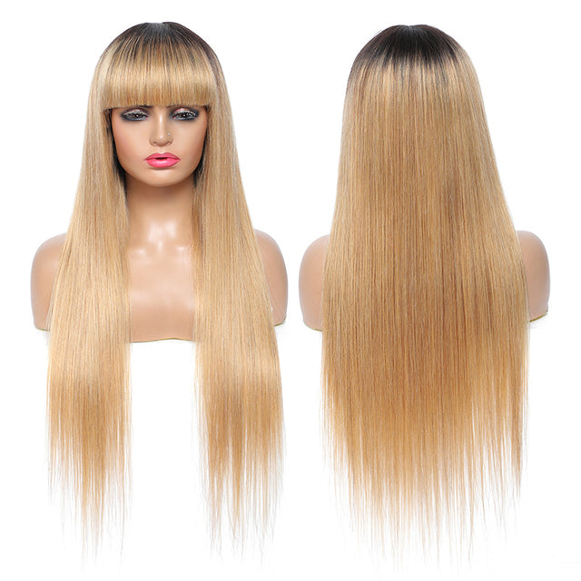 Straight Human Hair Wigs With Bangs