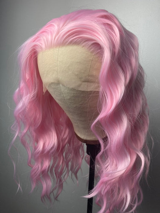 Short Shoulder Length Lace Front Wig Pink Wig