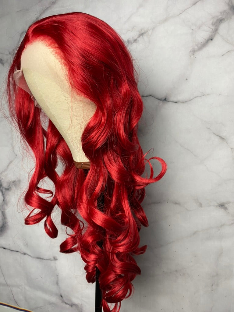 Long Red Curly Lace Front Wigs Sheer Beaut Jewelry