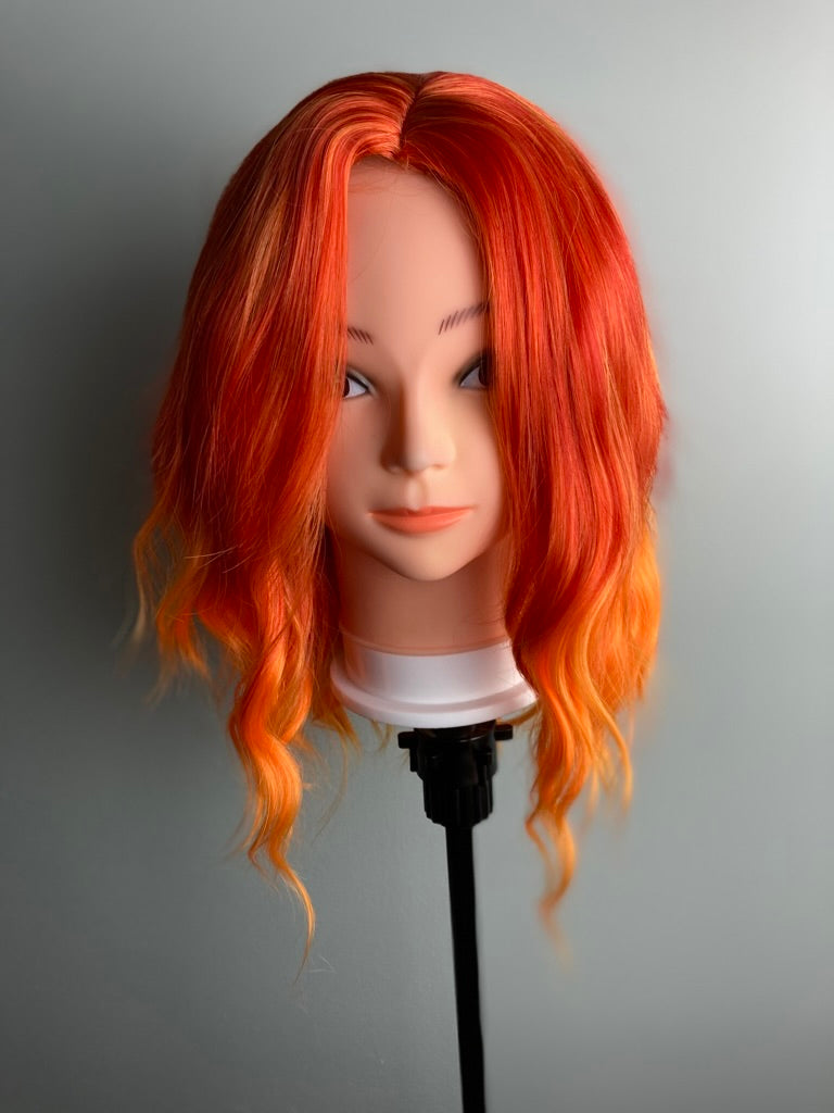 Short red orange sale wig