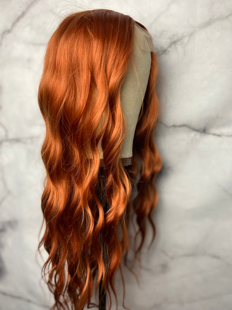 Ginger Orange Loose Wave Curly Non Lace Wigs