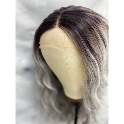 salt and pepper Cosplay Wig,Costume Wig,Drag Wigs,Gray Wavy Wig,Lace Front Wig,Wig,Dirty Gray Wigs