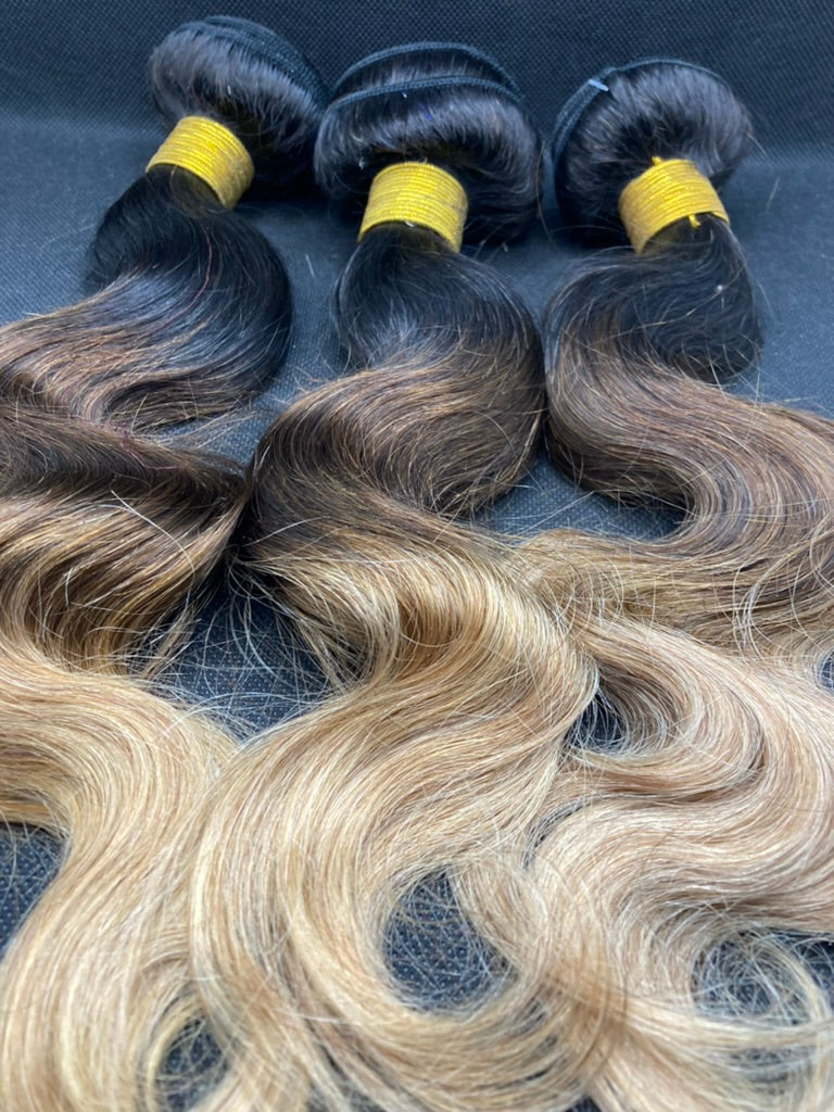 Body Wave Ombre Blonde 1B/#27 Human Hair Weave