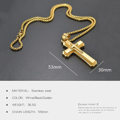 Stainless Steel Cross Pendant Necklace for Men Women