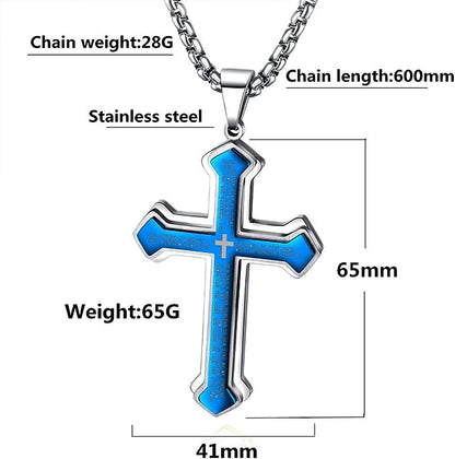 e Large Stainless Steel Cross Pendant Necklace for Men Women