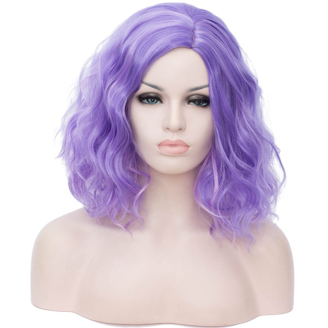 light purple wig HAIR Synthetic Curly Bob Wig with Bangs Short Bob Wavy Hair Wigs Wine Red Color Wigs for Women Bob Style Synthetic Heat Resistant Bob Wigs.