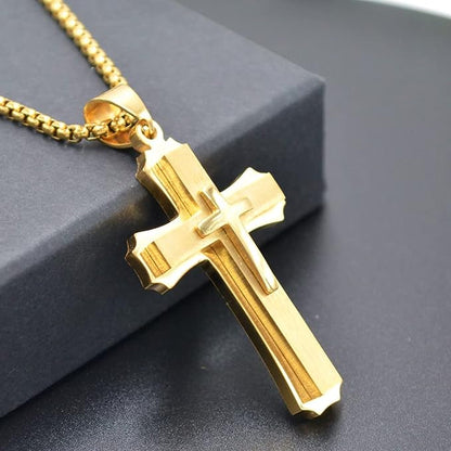 Stainless Steel Cross Pendant Necklace for Men Women