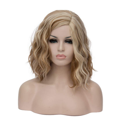 blonde highlight wig HAIR Synthetic Curly Bob Wig with Bangs Short Bob Wavy Hair Wigs Wine Red Color Wigs for Women Bob Style Synthetic Heat Resistant Bob Wigs.