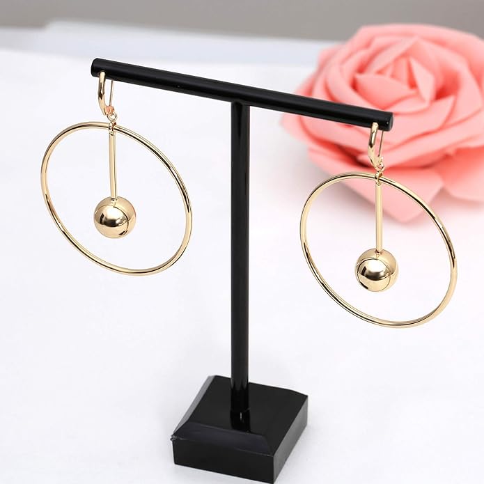 Dangle Hoop Earrings for Women, 14k Gold/Silver Plated High Polished Cute & Aesthetic Earrings for Women