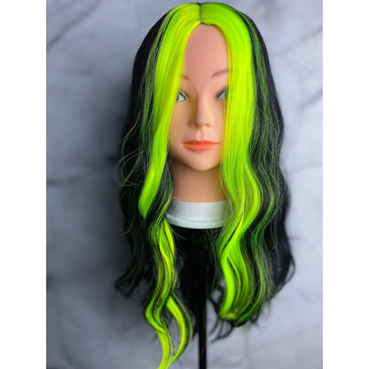 ,Billie Eilish Green Wigs,Black Wigs With Green Highligh,Short Bob Wigs,Wig for Patients