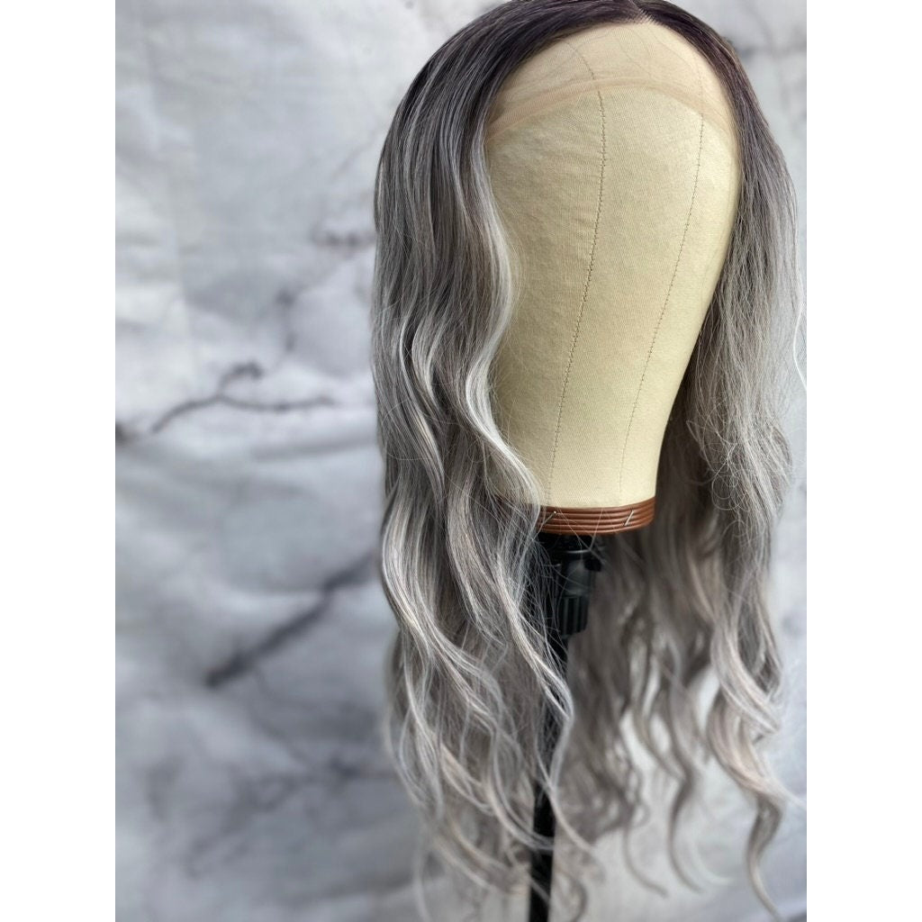 Black SliverWig,Grey Lace Front Wig