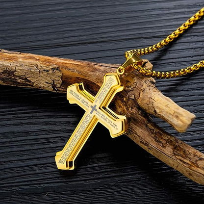 e Large Stainless Steel Cross Pendant Necklace for Men Women