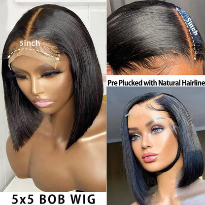 6x6 Short Bob Lace Frontal Wig -100% Human Hair