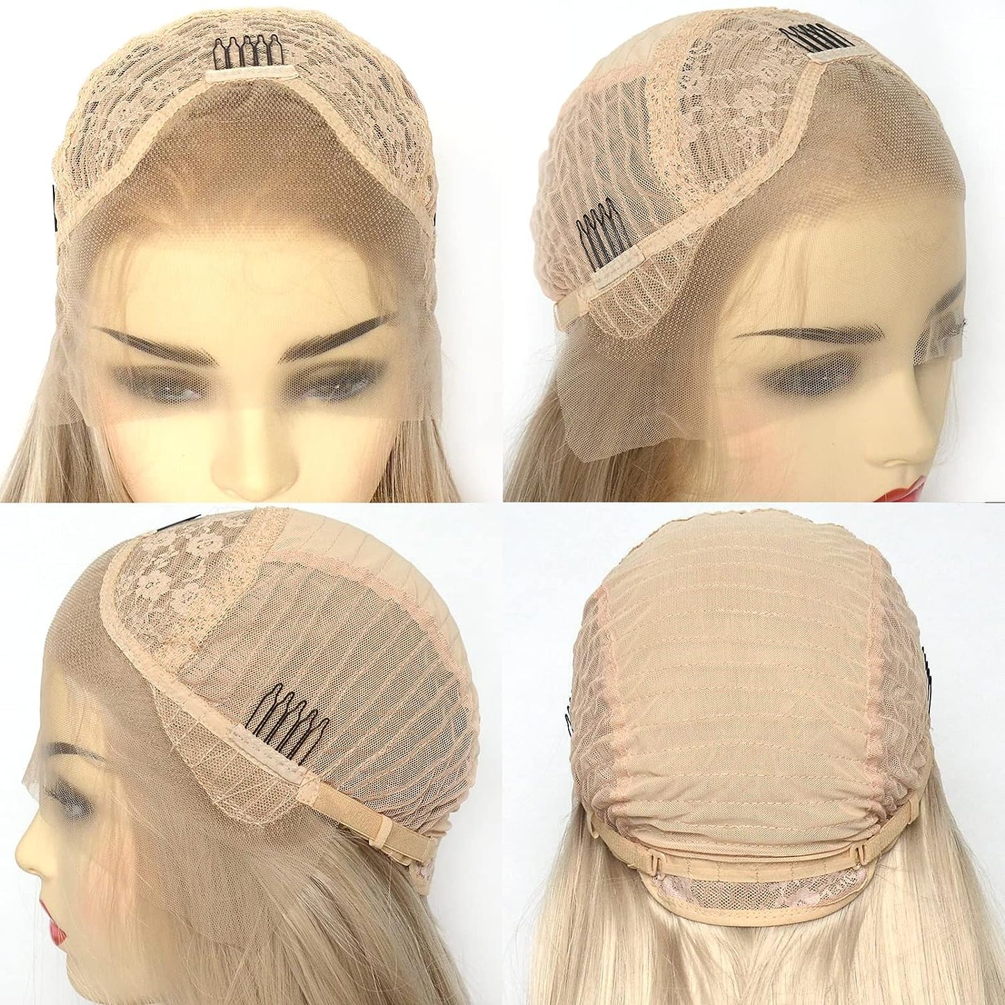 Long Silky Ash Blonde Lace Front Wigs