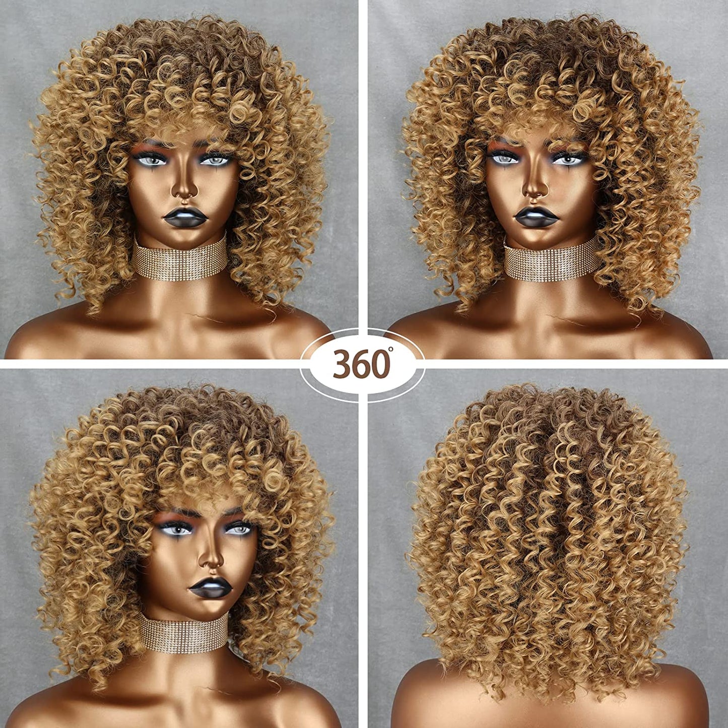 Short Curly Afro Wig for Black Women
