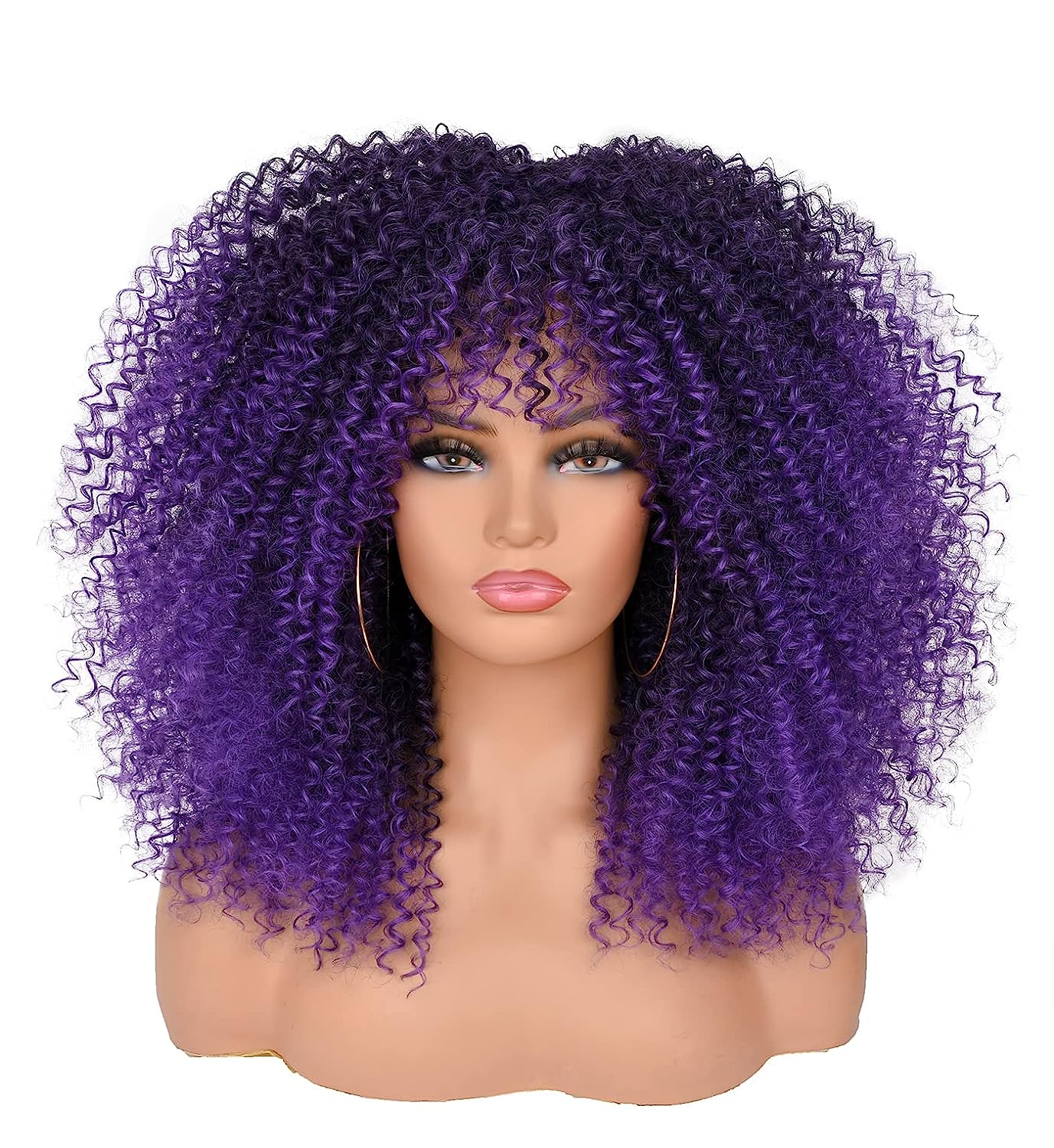 Black Ombre Purple hair wig with bangs 