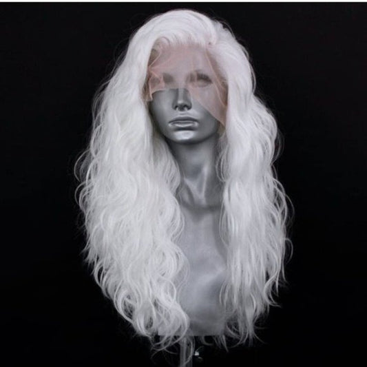 White Curly Lace Front Wig