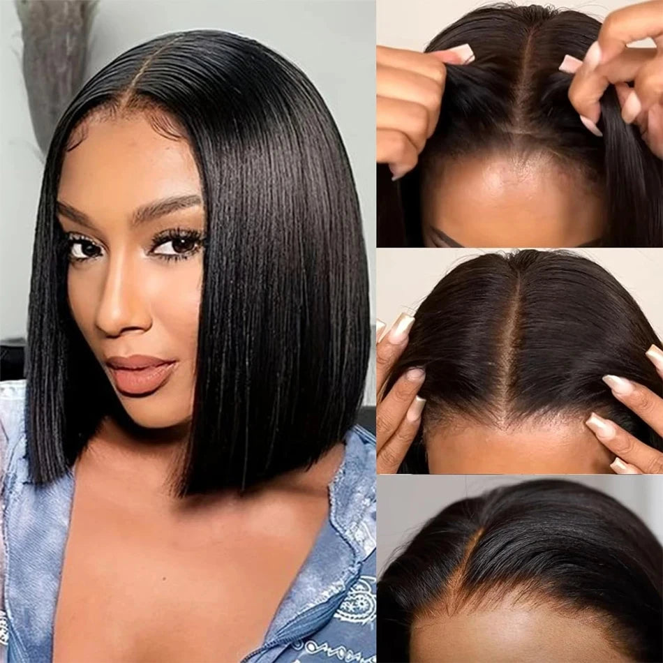 6x6 Short Bob Wig Lace Frontal Wig 100% Human Hair 180% Density 13x4 Bone Straight Bob Wig Lace Front Human Hair Wigs For Women