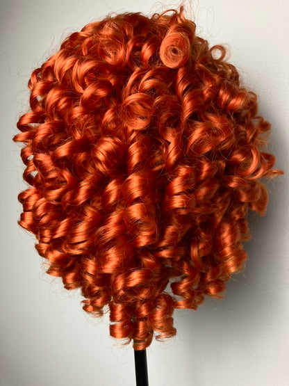 Orange Curly Wigs for Black Women Soft Afro Short Curly Wig with Bangs Heat Resistant Synthetic Fiber Hair Cosplay Wigs for African American Black Women (Orange Copper)