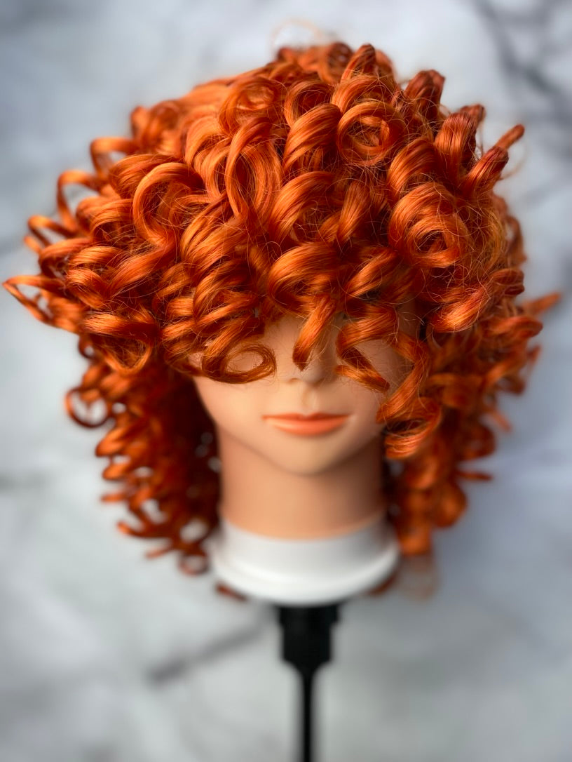 Orange Wig,Bright Copper Hair,Short Bob Wig,Curly Wigs for Women,Short Orange Wig,Wig With Bangs,Costume Wig,Ginger Hair Wig,Drag Queen Wig