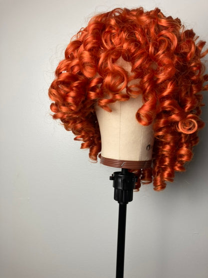 Orange Copper Short Bob Curly Wigs for Women