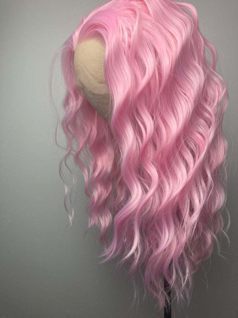 Short Shoulder Length Lace Front Wig Pink Wig