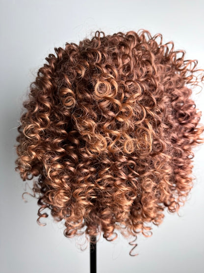 Light Brown Short Bob Curly Afro Wig for Black Women
