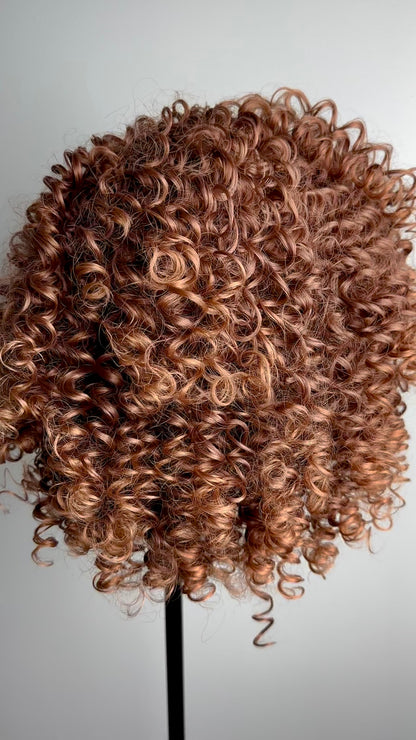 Light Brown Short Bob Curly Afro Wig for Black Women